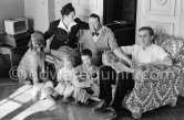 Georges Simenon with his family: wife Denise, children Marie-Jo (2), Jean (6), Marc (16) and poodle Mister. Cannes 1955. - Photo by Edward Quinn
