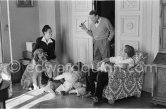 Georges Simenon with his family: wife Denise, children Marie-Jo (2), Jean (6), Marc (16) and poodle Mister. Cannes 1955. - Photo by Edward Quinn