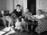 Georges Simenon with his family: wife Denise, children Marie-Jo (2), Jean (6), Marc (16) and poodle Mister. Cannes 1955. - Photo by Edward Quinn