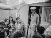 Frank Sinatra in his camper during filming of "Kings Go Forth". Roquebrune, 1957. - Photo by Edward Quinn
