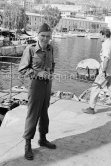 Lt. Sam Loggins (Frank Sinatra) during the filming of “Kings Go Forth”. Villefranche-sur-Mer 1957. - Photo by Edward Quinn
