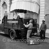 Queen Soraya's luggage arriving at Hotel Carlton, Cannes 1953. Car: Peugeot 202 pickup. - Photo by Edward Quinn