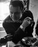 Rod Steiger at lunch. Cannes Film Festival 1956. - Photo by Edward Quinn