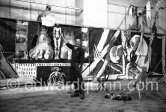 Graham Sutherland works on curtains for Coventry Cathedral. Menton, date unknown - Photo by Edward Quinn