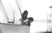 Liz Taylor with her daughter Liza Todd from her third marriage to Mike Todd, on board the yacht Olnico, which she and her new husband Eddie Fisher had chartered for their honeymoon cruise of the Mediterranean and berthed in the harbor at Cannes, 1959. - Photo by Edward Quinn