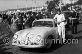 Nadège Ferrier (CH) - Alicia Paolozzi (CH), Porsche 356 Carrera (retired). Tour de France de l'Automobile 1959, Nice. - Photo by Edward Quinn