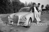 Two cool looking actors and their car: Henri Vidal and Philippe Nicaud. Studios de la Victorine, during filming of "Voulez-vous danser avec moi?" ("Come Dance With Me"). Nice 1959. Car: 1958 Lancia Aurelia B20 Gran Turismo 2500 - Photo by Edward Quinn