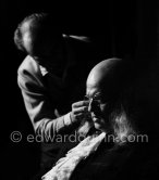 Orson Welles transformed to Benjamin Franklin in the film "La Fayette" at the Studios de la Victorine, Nice 1961. - Photo by Edward Quinn