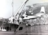 Onassis' yacht Christina with aircraft G-APNY Piaggio P-136L SERIES 2 C/N 242. Monaco harbor about 1955. - Photo by Edward Quinn