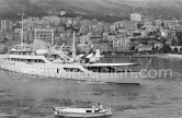 Onassis' yacht Christina with aircraft G-APNY Piaggio P-136L SERIES 2 C/N 242. Monaco harbor about 1955. - Photo by Edward Quinn