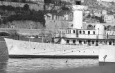 Prince Rainier's luxury yacht Deo Juvante II anchored in Monaco harbor, about 1950. - Photo by Edward Quinn