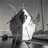 Prince Rainier's luxury yacht Deo Juvante II anchored in Monaco harbor, 1953. - Photo by Edward Quinn