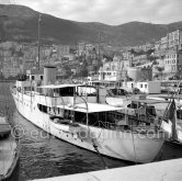 Far right yacht Trenora. This yacht was ordered by a distinguished English Surgeon in Paris named Mr Gerald Stanley. In the middle La Gaviota, very rich Chilean named Arturo Lopez-Wilshaw’s yacht, purchased in 1950. Monaco harbor, about 1954. - Photo by Edward Quinn