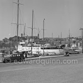 Yacht Shemara of Sir Bernard Docker and his wife Lady Norah. Antibes 1953. - Photo by Edward Quinn